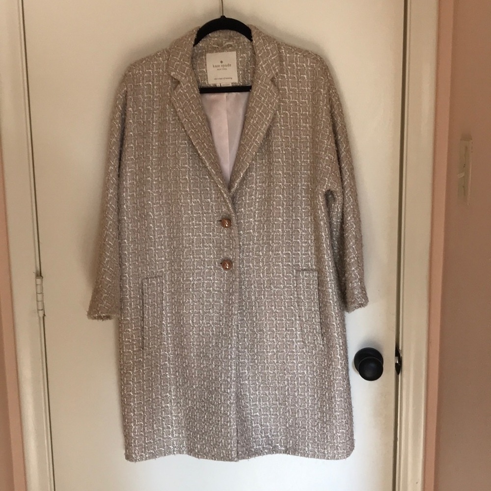 Kate spade light pink tweed coat, Chanel style